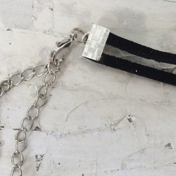 NWT Boho Vintage Black Suede Leather Double Layer Choker Black Necklace - Picture 4 of 4